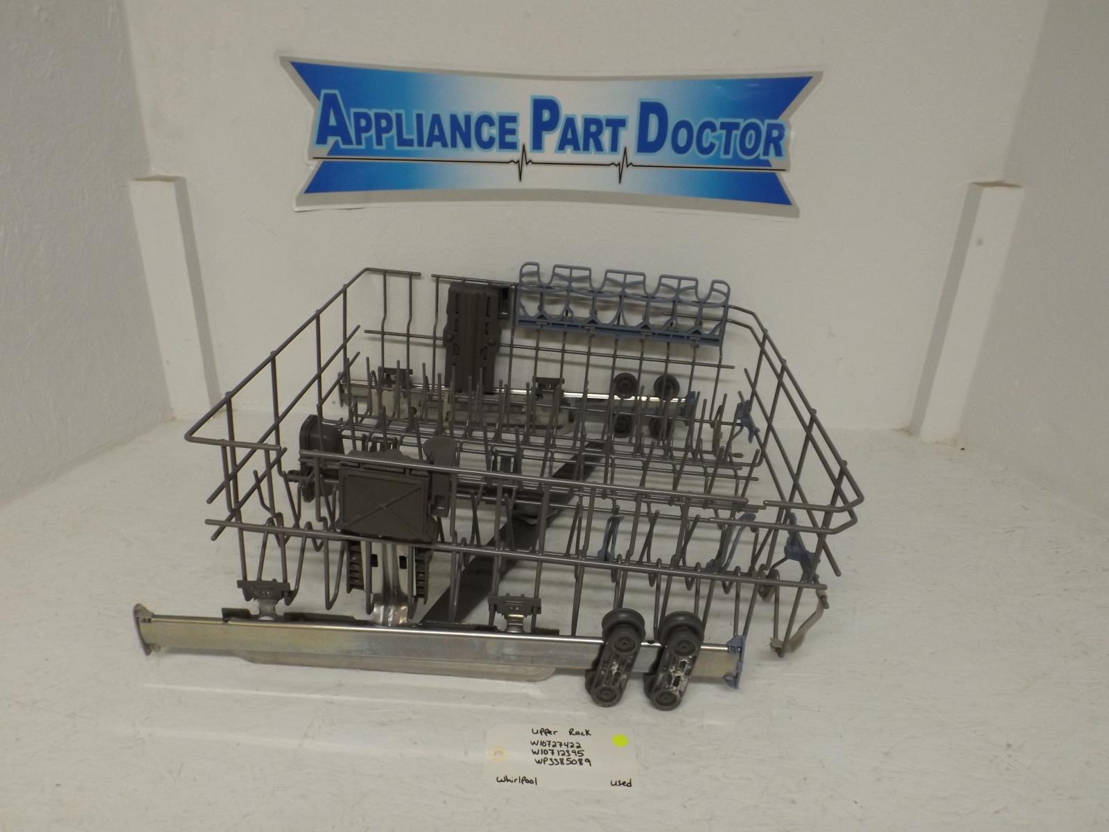 Whirlpool Dishwasher W10727422 W10712395 WP3385089 Upper Rack Used Whirlpool Dishwasher W10727422 W10712395 WP3385089 Upper Rack Used